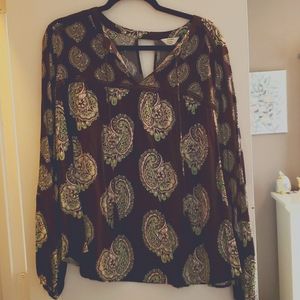 Dark blue long sleeve blouse